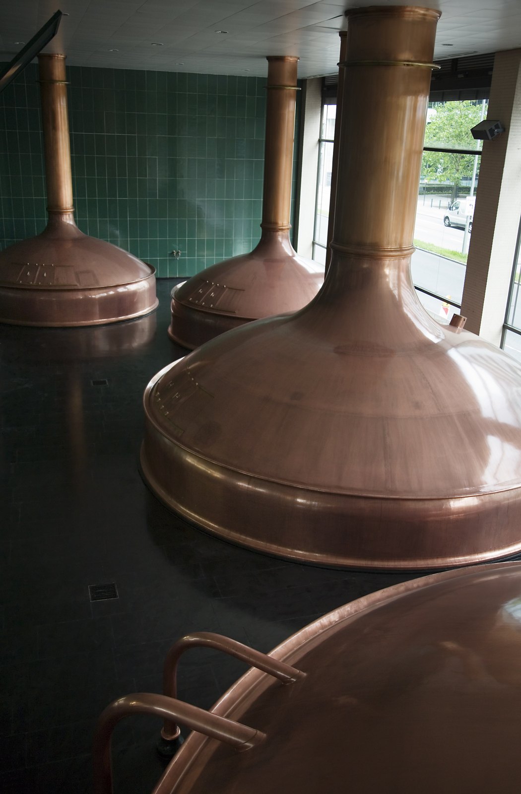 Copper brewing vessels in the brewhouse